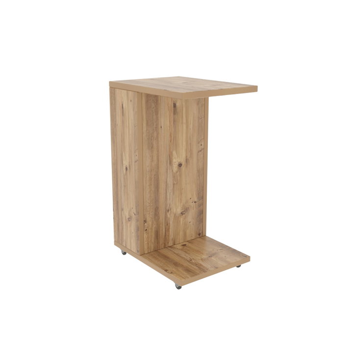 Hanah Home Mesa Auxiliar Rústica Escandinava Pino 30x40x63cm Tablero Melamina 18mm Patas Con Ruedas